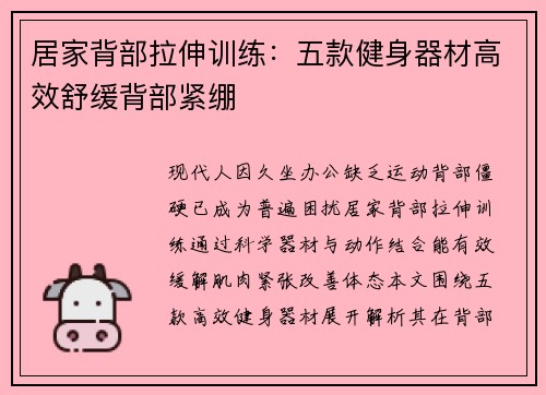 居家背部拉伸训练：五款健身器材高效舒缓背部紧绷